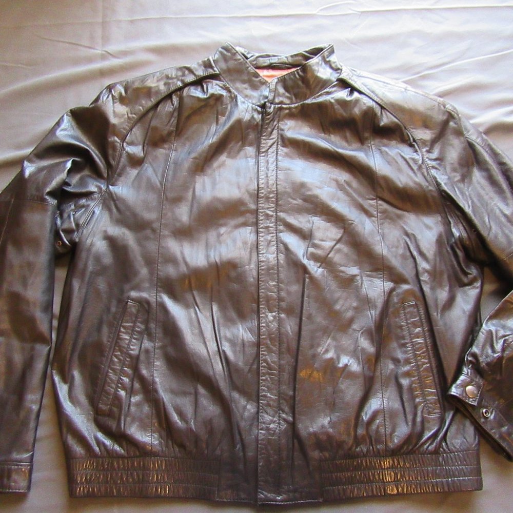 Mens Vtg Remy Bomber Brown Leather Jacket Sz 46
